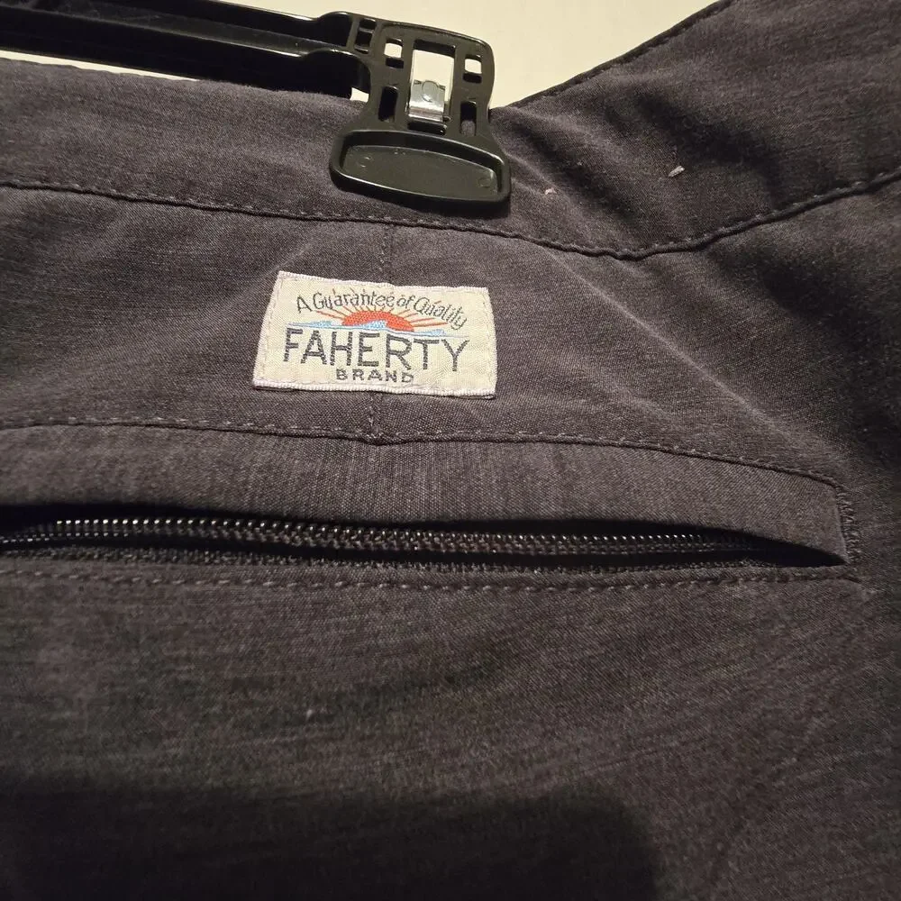 Faherty All Day Shorts Mens 38 Gray Brown Drawstring Stretch Casual 8” Inseam